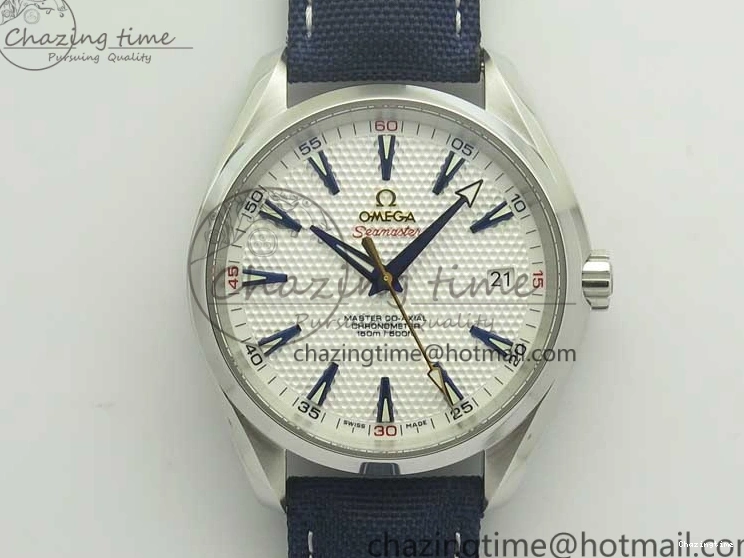 0426 EasyCare Aqua Terra Master Ryder Cup Edition VSF 1:1 Best Edition White Textured Dial on Blue Nylon Strap A8500 Super Clone 8016